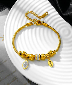 Yasmin Evil Eye Charm Bracelet / 18K Gold Plated - Nina Kane Jewellery