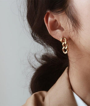 Marcia Cuban Link Drop Earrings / Stainless Steel - Nina Kane Jewellery